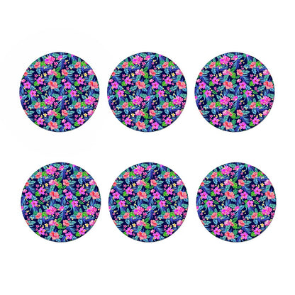 Hawaii Exotic Flowers Pattern Print Coaster Set