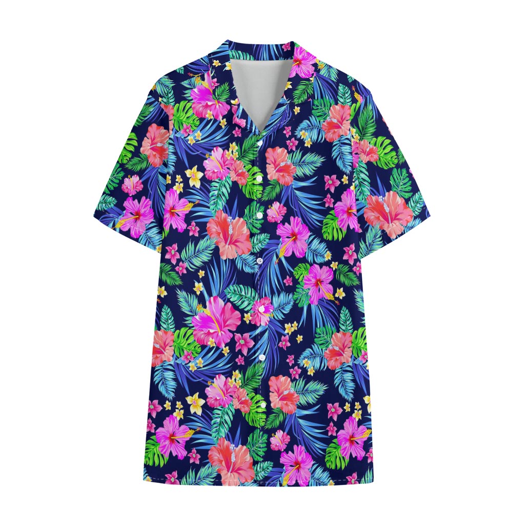 Hawaii Exotic Flowers Pattern Print Cotton Hawaiian Shirt