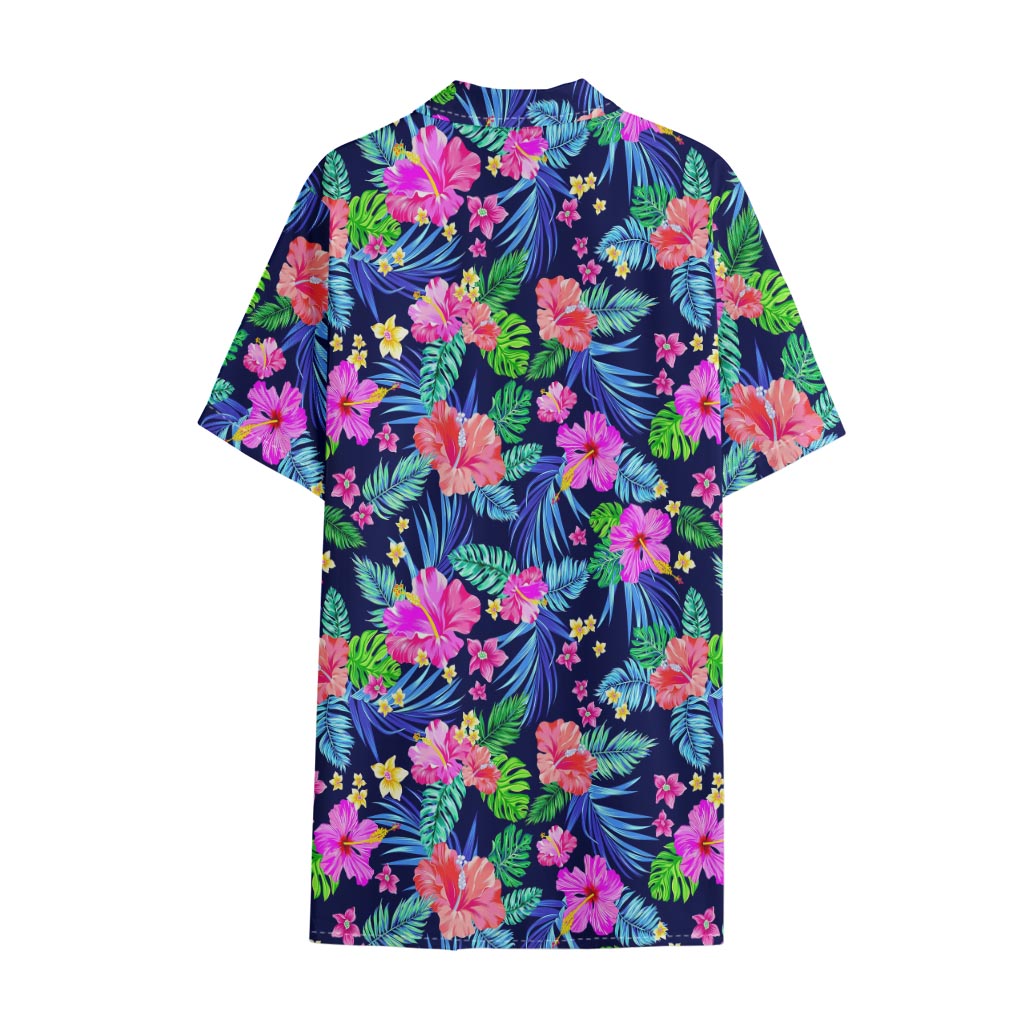 Hawaii Exotic Flowers Pattern Print Cotton Hawaiian Shirt