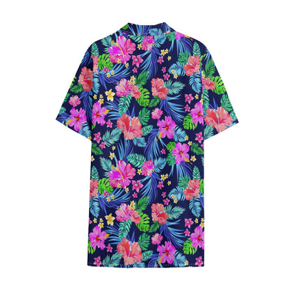 Hawaii Exotic Flowers Pattern Print Cotton Hawaiian Shirt