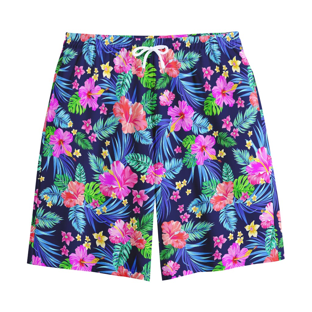 Hawaii Exotic Flowers Pattern Print Cotton Shorts