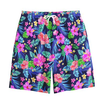 Hawaii Exotic Flowers Pattern Print Cotton Shorts