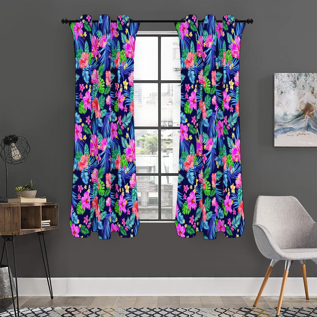 Hawaii Exotic Flowers Pattern Print Curtain