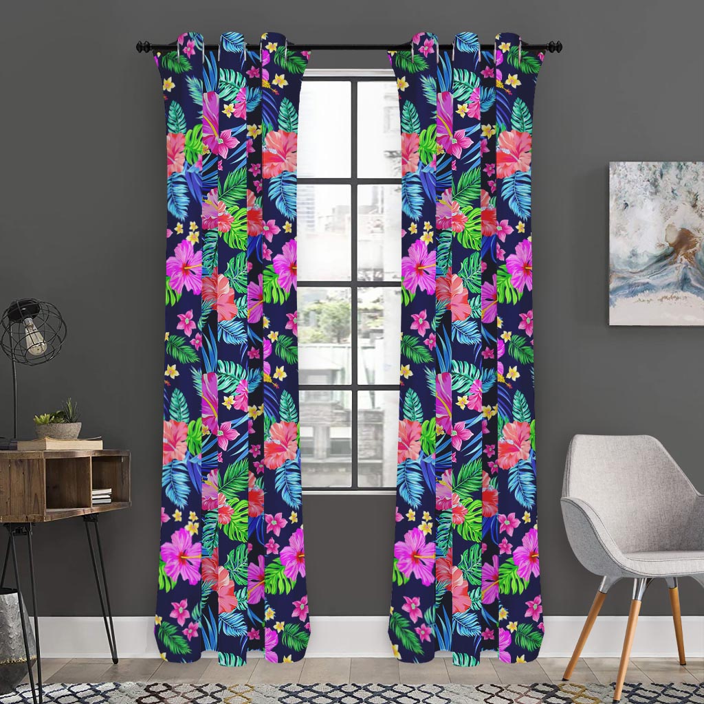 Hawaii Exotic Flowers Pattern Print Curtain