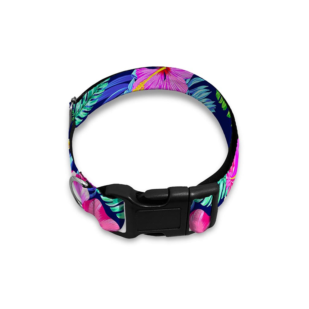 Hawaii Exotic Flowers Pattern Print Dog Collar