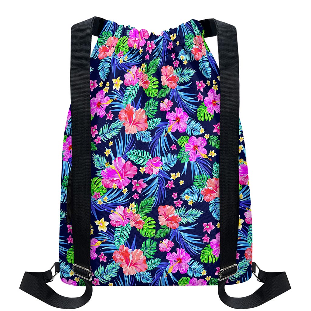 Hawaii Exotic Flowers Pattern Print Drawstring Backpack