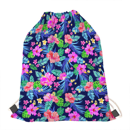 Hawaii Exotic Flowers Pattern Print Drawstring Bag