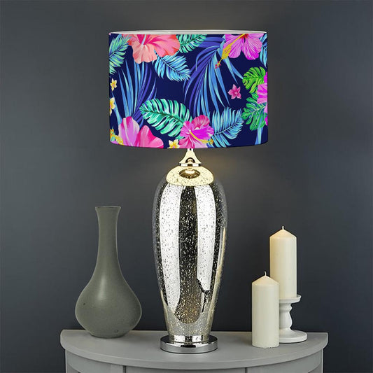 Hawaii Exotic Flowers Pattern Print Drum Lamp Shade