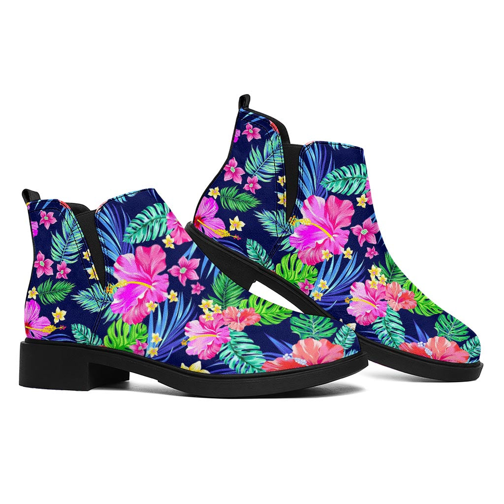 Hawaii Exotic Flowers Pattern Print Flat Ankle Boots