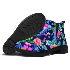 Hawaii Exotic Flowers Pattern Print Flat Ankle Boots