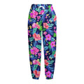 Hawaii Exotic Flowers Pattern Print Fleece Lined Knit Pants