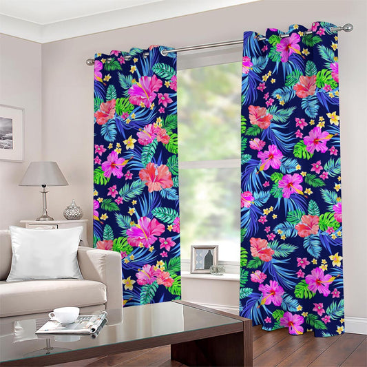 Hawaii Exotic Flowers Pattern Print Grommet Curtains