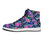 Hawaii Exotic Flowers Pattern Print High Top Leather Sneakers
