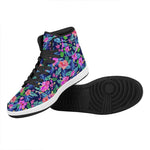 Hawaii Exotic Flowers Pattern Print High Top Leather Sneakers
