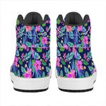 Hawaii Exotic Flowers Pattern Print High Top Leather Sneakers