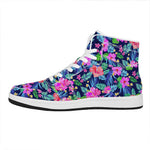 Hawaii Exotic Flowers Pattern Print High Top Leather Sneakers