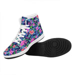 Hawaii Exotic Flowers Pattern Print High Top Leather Sneakers