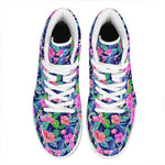 Hawaii Exotic Flowers Pattern Print High Top Leather Sneakers