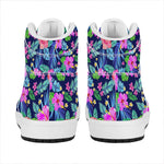 Hawaii Exotic Flowers Pattern Print High Top Leather Sneakers