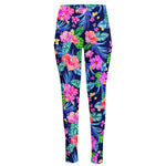 Hawaii Exotic Flowers Pattern Print High-Waisted Pocket Leggings