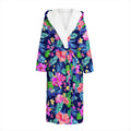 Hawaii Exotic Flowers Pattern Print Hooded Bathrobe