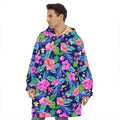 Hawaii Exotic Flowers Pattern Print Hoodie Blanket