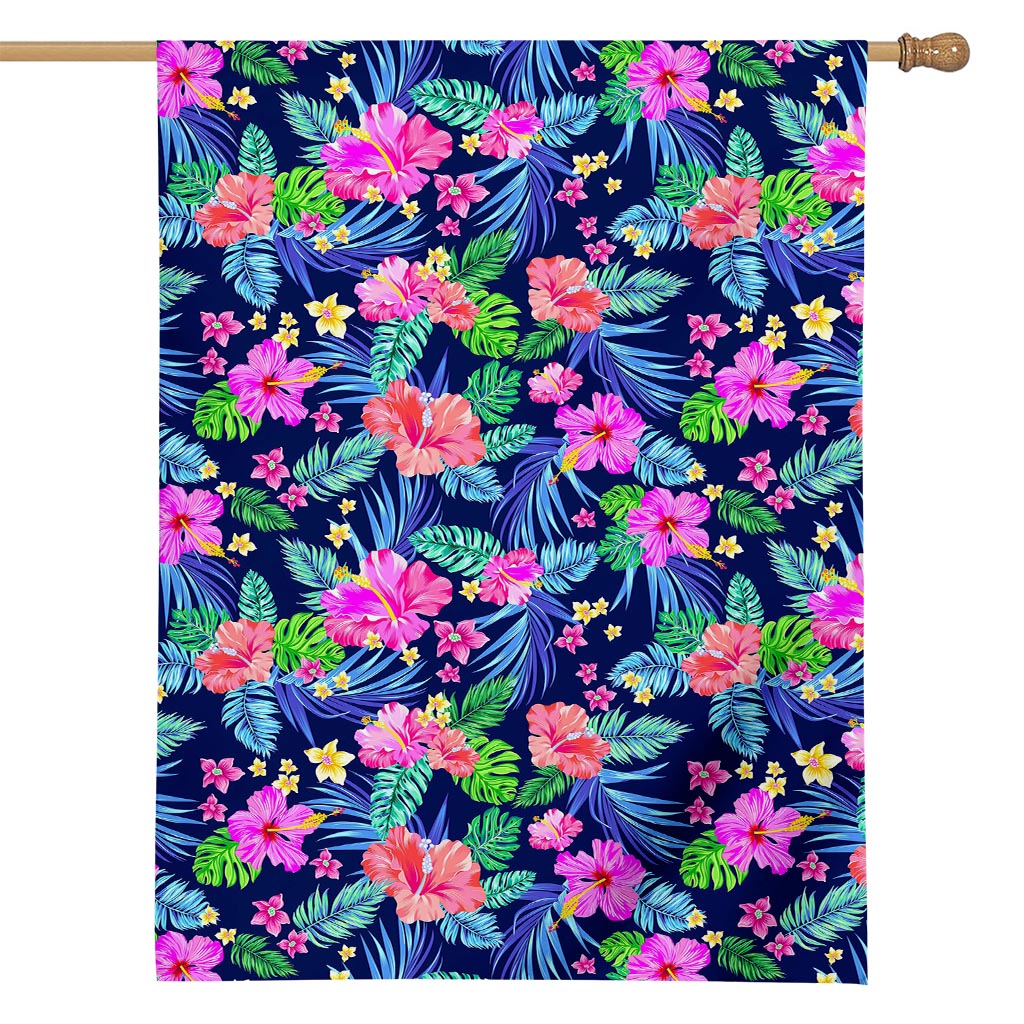 Hawaii Exotic Flowers Pattern Print House Flag