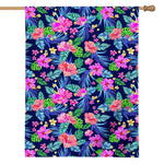 Hawaii Exotic Flowers Pattern Print House Flag