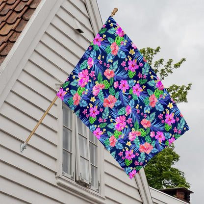Hawaii Exotic Flowers Pattern Print House Flag