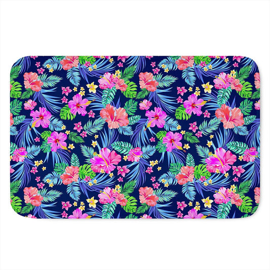 Hawaii Exotic Flowers Pattern Print Indoor Door Mat