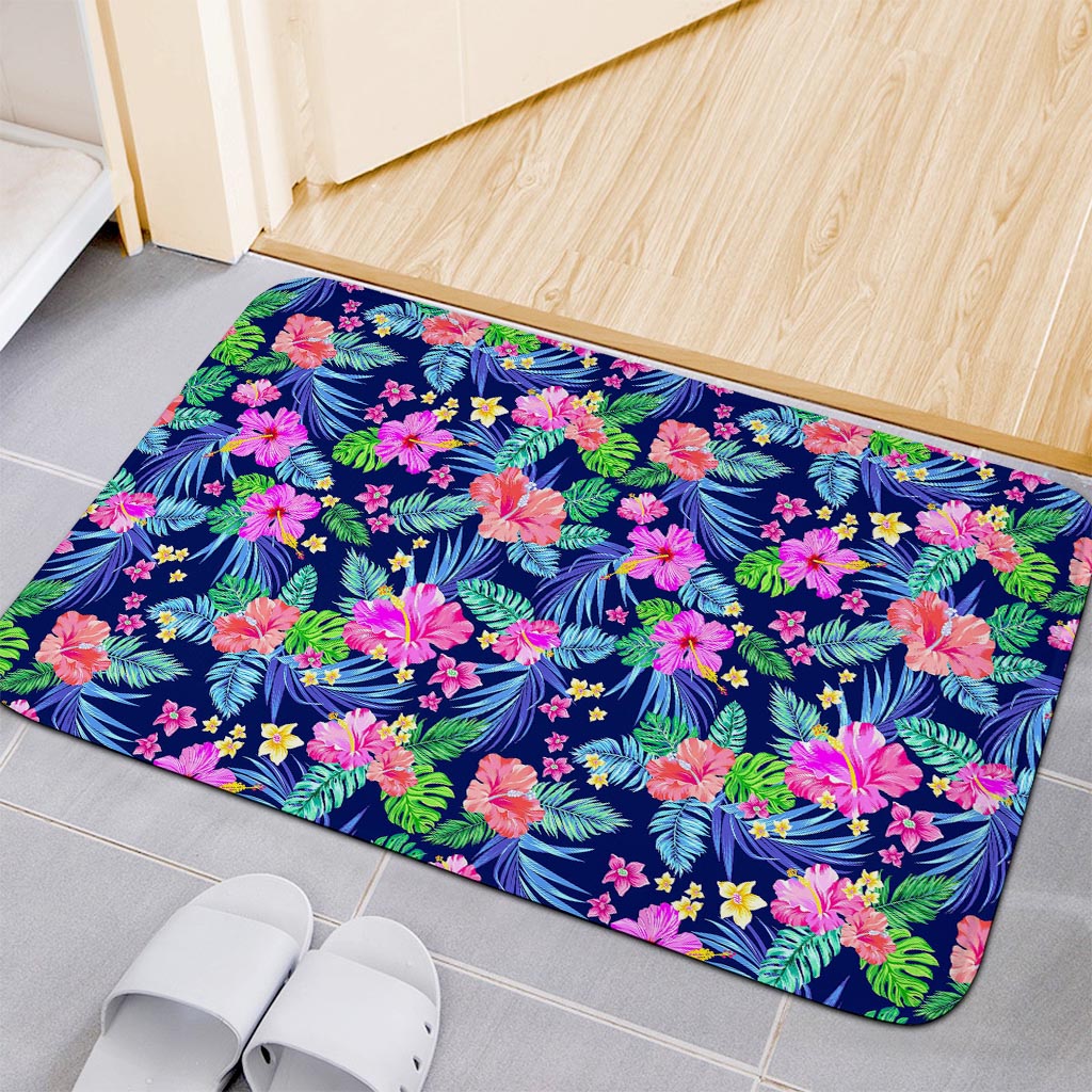 Hawaii Exotic Flowers Pattern Print Indoor Door Mat