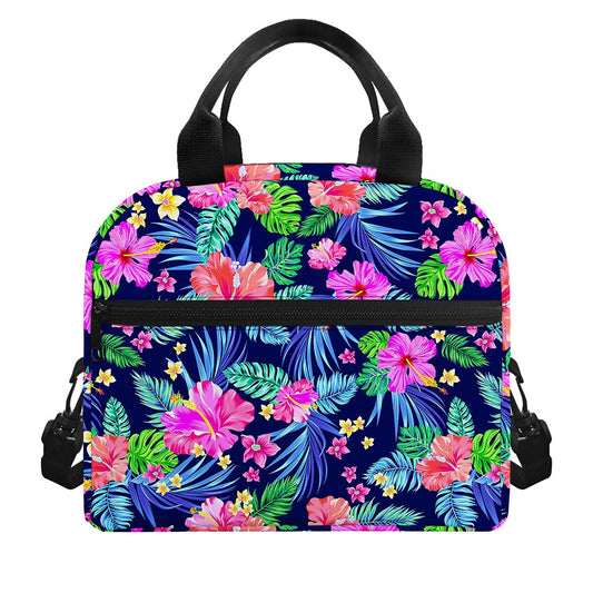 Hawaii Exotic Flowers Pattern Print Insulated Lunch Bag