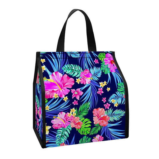 Hawaii Exotic Flowers Pattern Print Insulated Lunch Tote