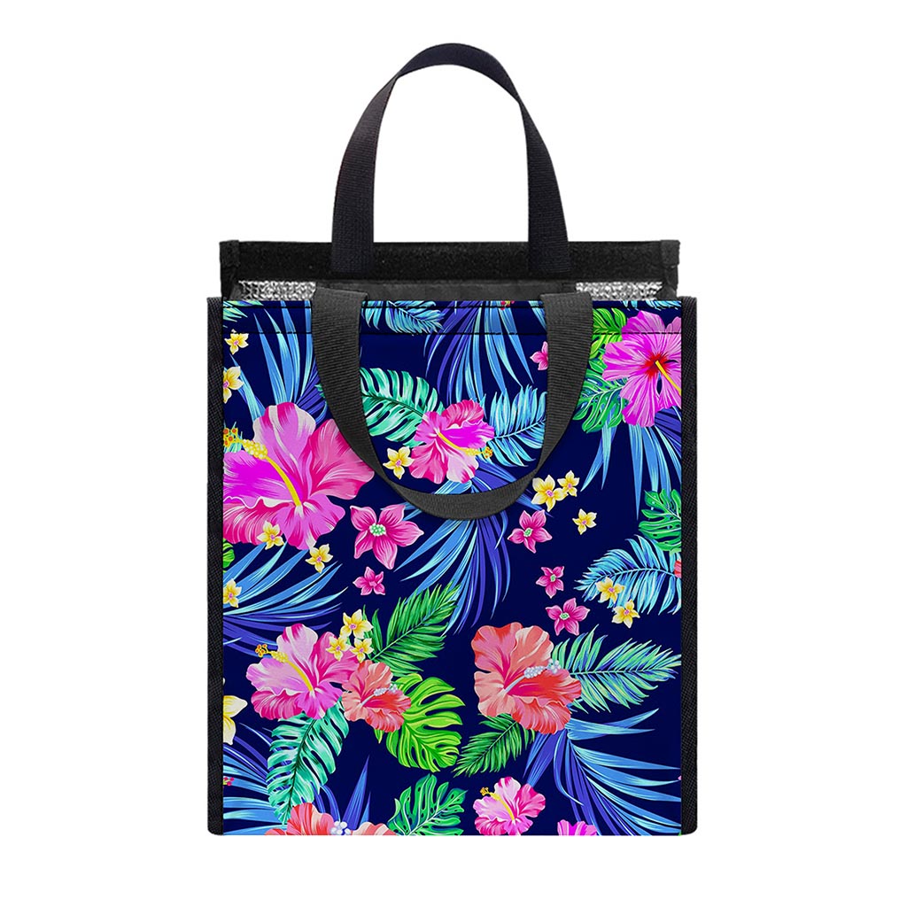 Hawaii Exotic Flowers Pattern Print Insulated Lunch Tote