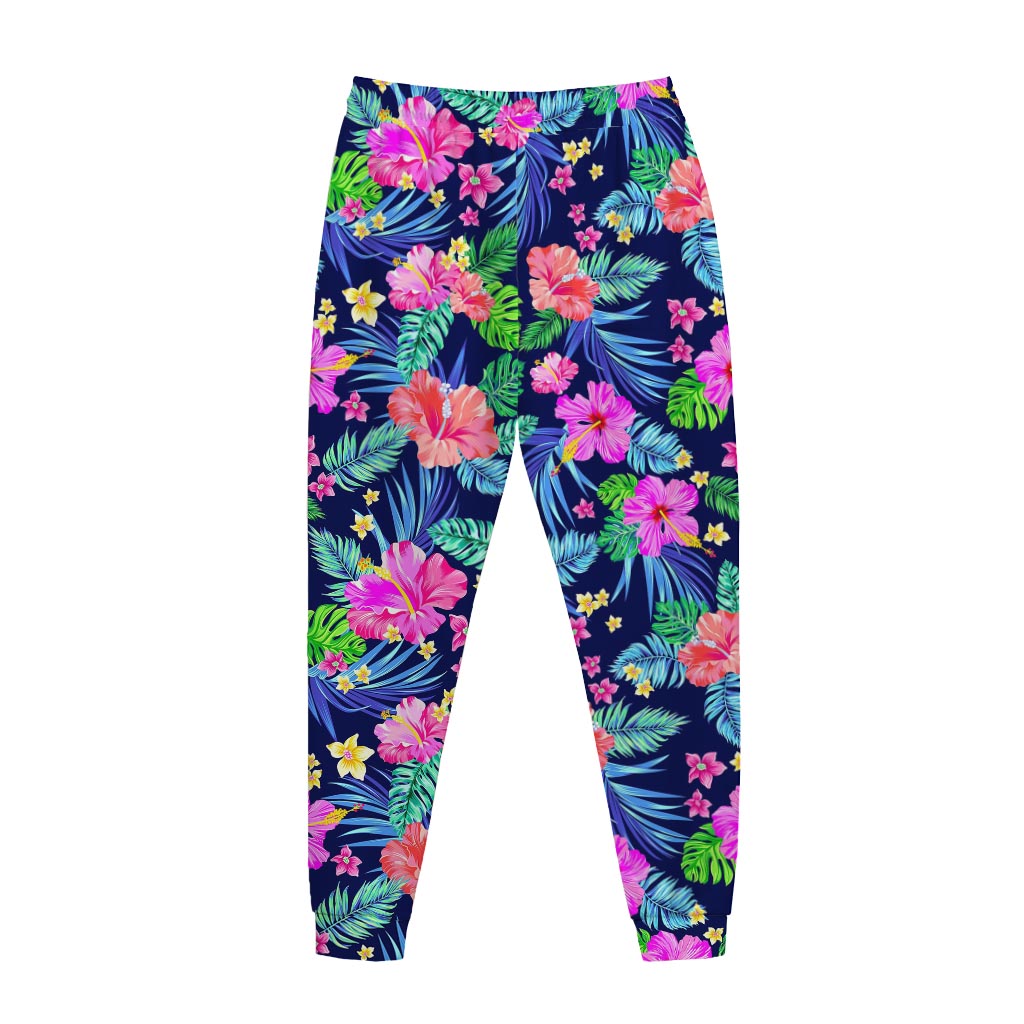Hawaii Exotic Flowers Pattern Print Jogger Pants