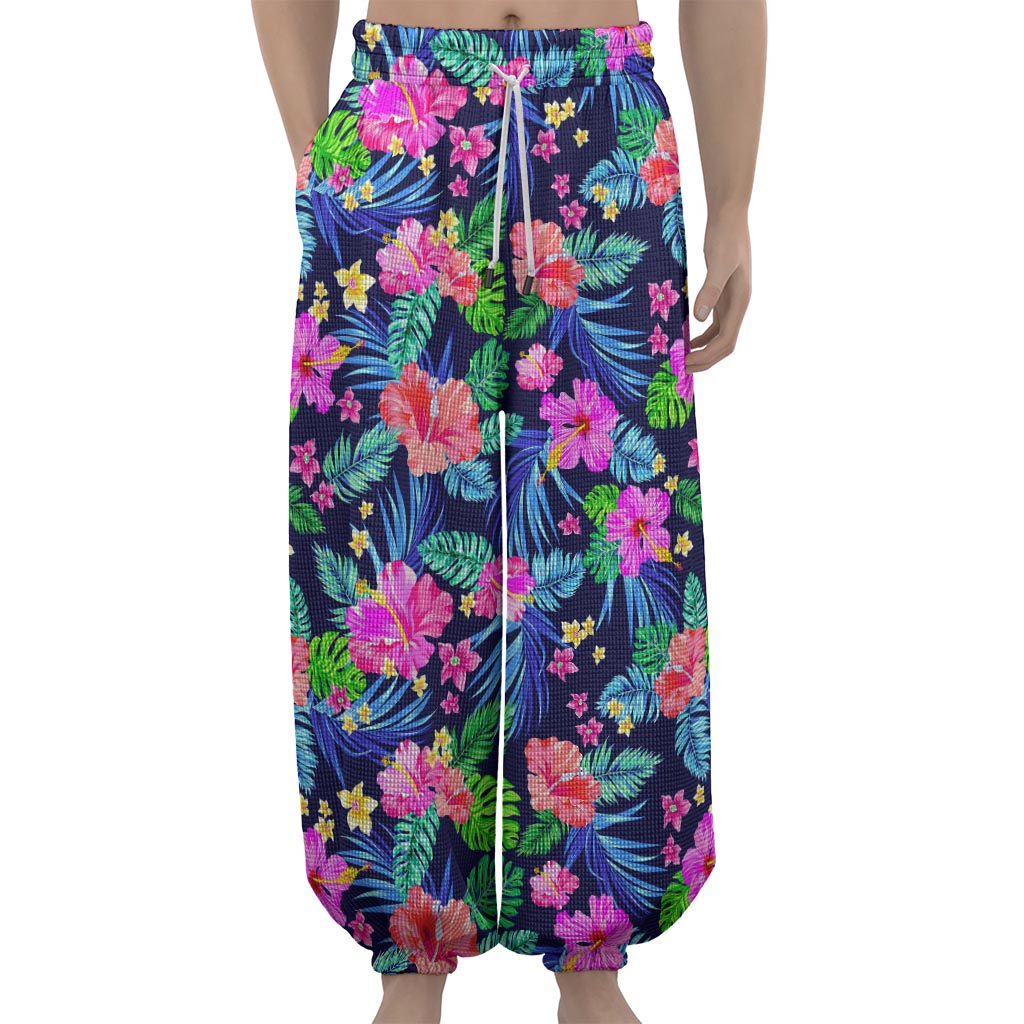 Hawaii Exotic Flowers Pattern Print Lantern Pants