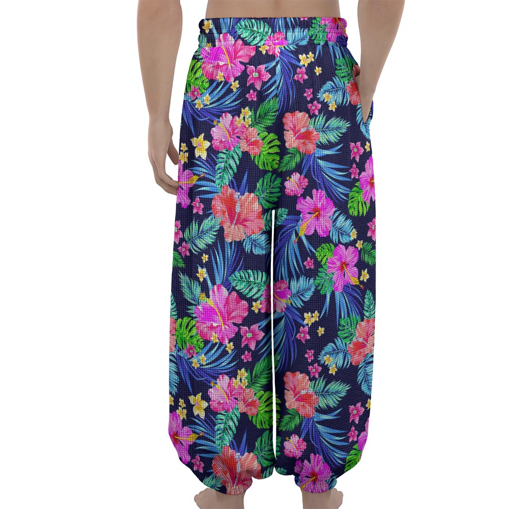 Hawaii Exotic Flowers Pattern Print Lantern Pants
