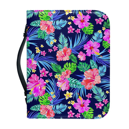 Hawaii Exotic Flowers Pattern Print Leather Bible Cover