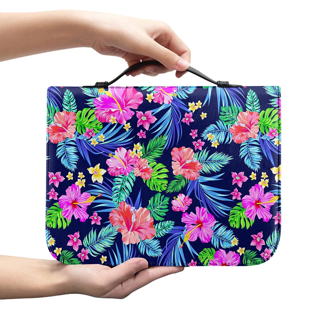 Hawaii Exotic Flowers Pattern Print Leather Bible Cover