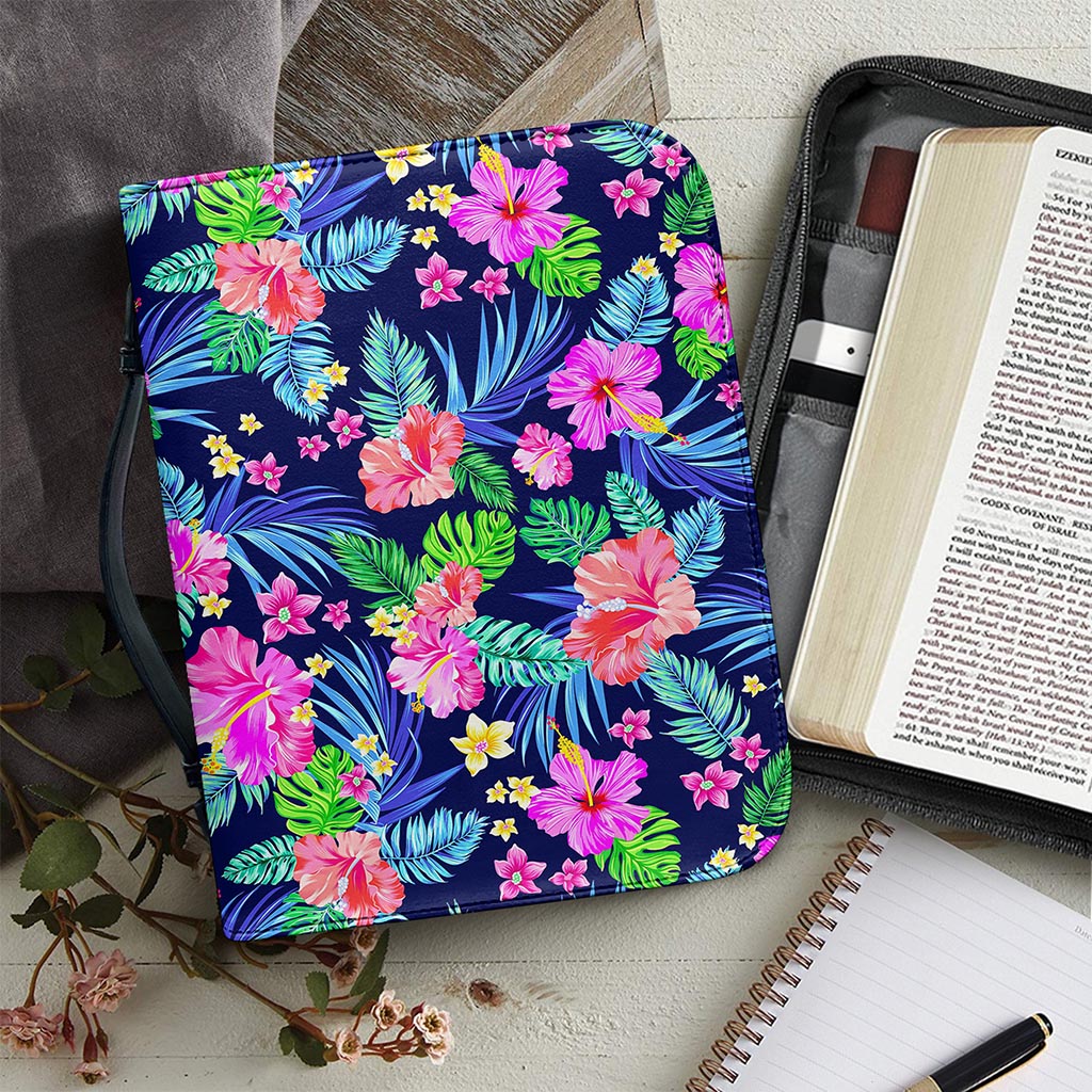 Hawaii Exotic Flowers Pattern Print Leather Bible Cover
