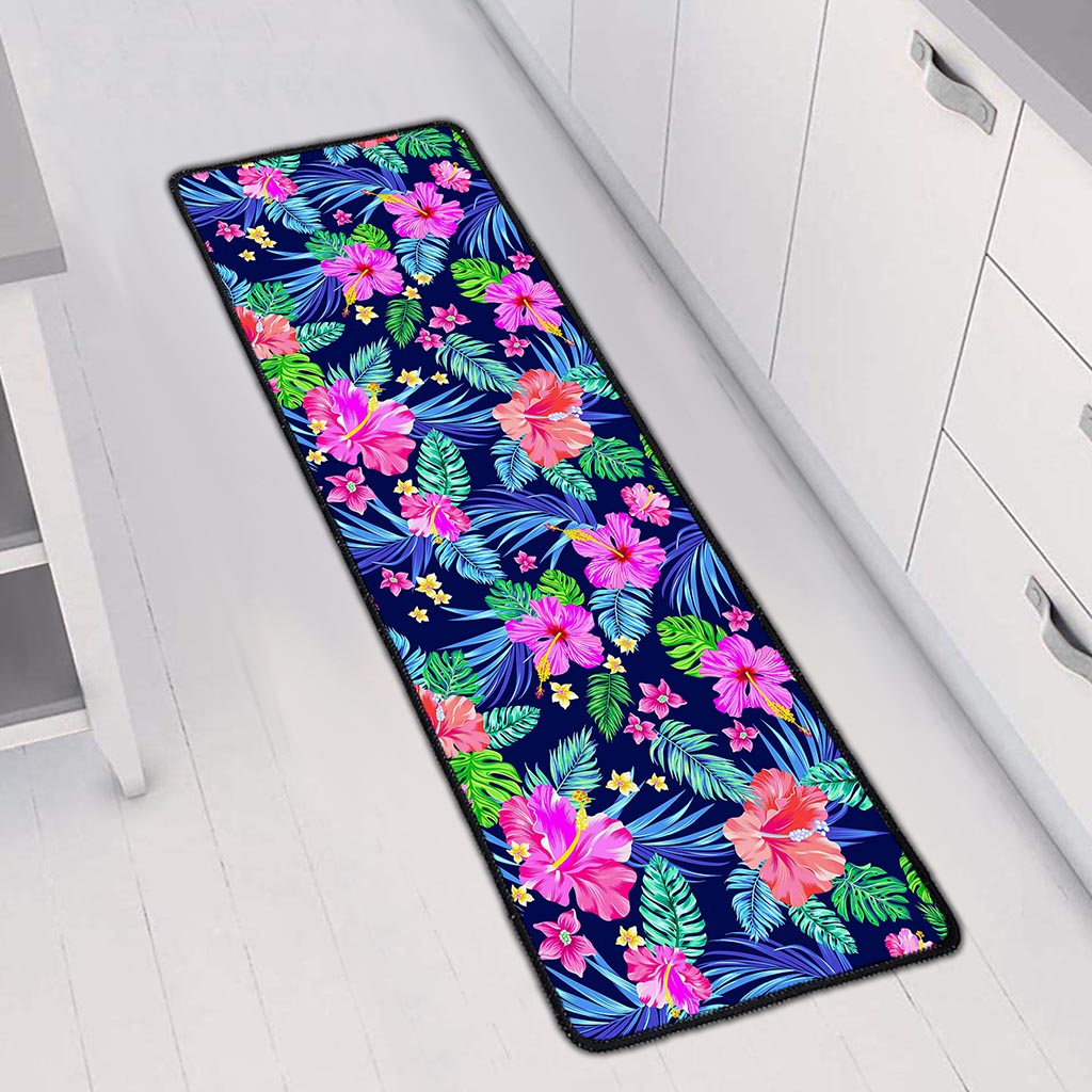 Hawaii Exotic Flowers Pattern Print Long Kitchen Mat