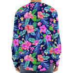Hawaii Exotic Flowers Pattern Print Long Sleeve Baseball Jersey