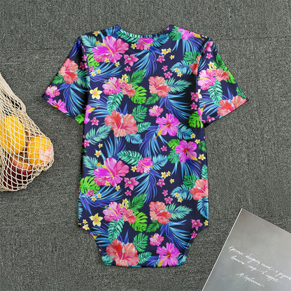 Hawaii Exotic Flowers Pattern Print Men's Bodysuit