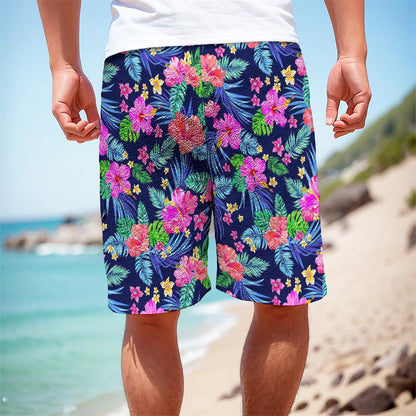 Hawaii Exotic Flowers Pattern Print Men's Cargo Shorts