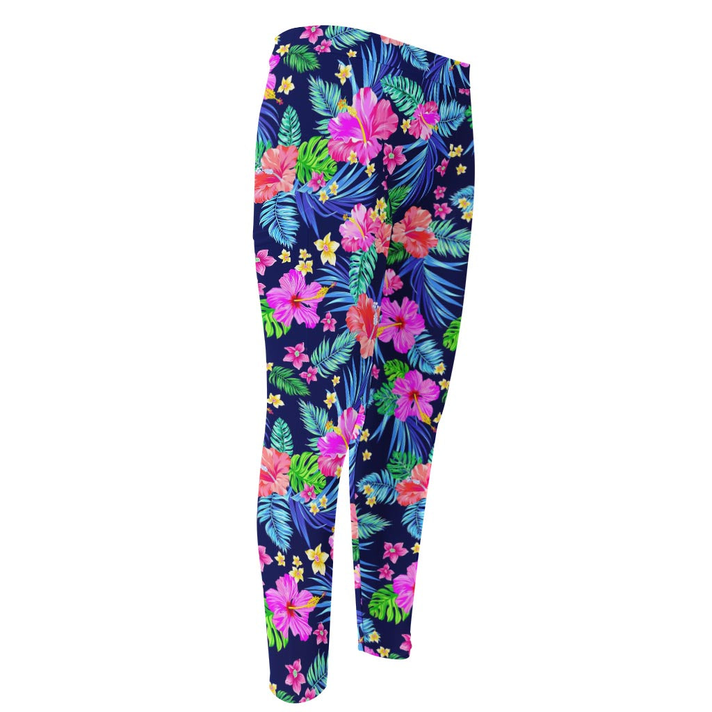 Hawaii Exotic Flowers Pattern Print Men's Compression Pants