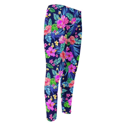 Hawaii Exotic Flowers Pattern Print Men's Compression Pants