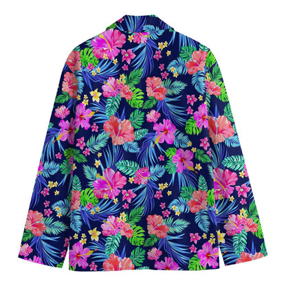 Hawaii Exotic Flowers Pattern Print Men's Cotton Blazer