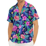 Hawaii Exotic Flowers Pattern Print Men's Deep V-Neck Shirt