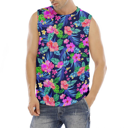 Hawaii Exotic Flowers Pattern Print Men's Fitness Tank Top