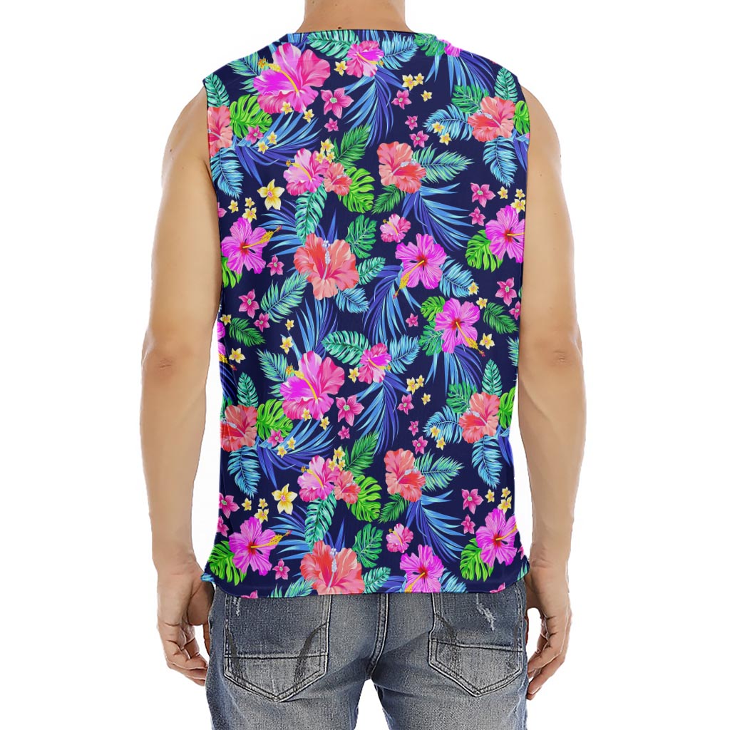 Hawaii Exotic Flowers Pattern Print Men's Fitness Tank Top